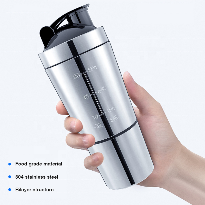 Nutrition Sports Fitness - Stainless Steel Protein Shaker Cup Portable