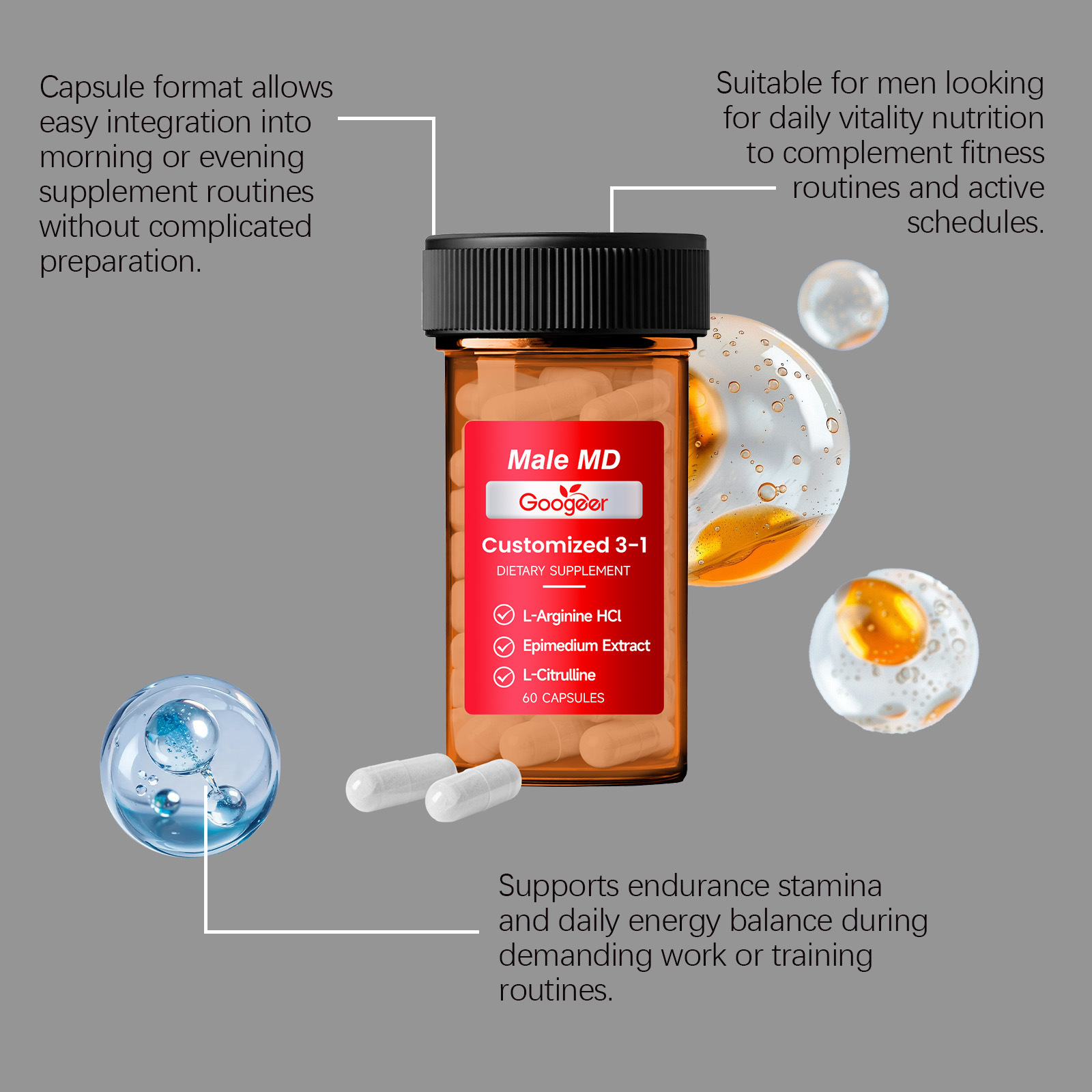 GOOGEER Men's Health Capsules  - Nutrition Fitness Supplements ulasan dan harga
