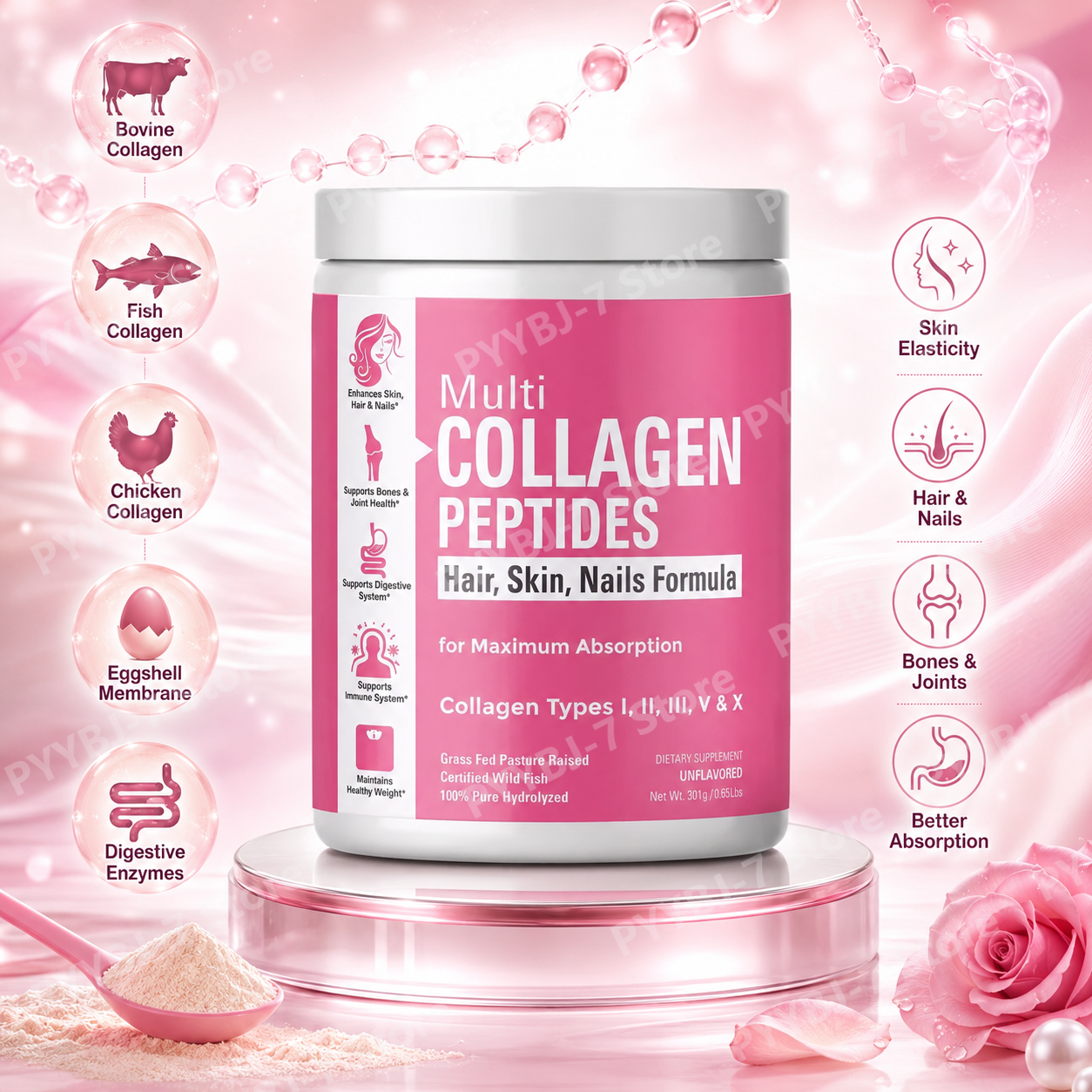 Multi Collagen Peptides with D - Digestive Enzyme Blend ulasan dan harga