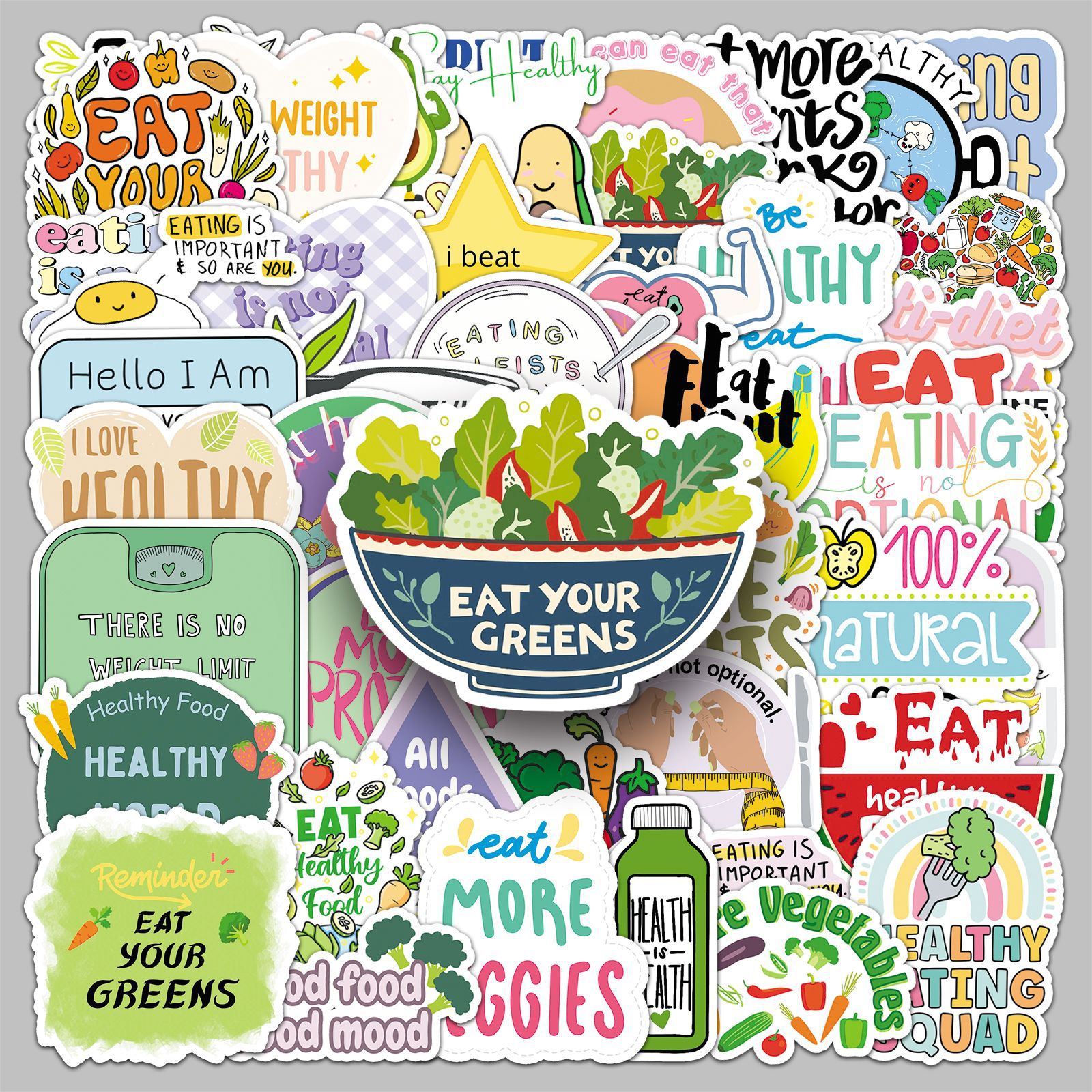 50PCS Healthy Food Stickers fo - Fitness Nutrition Diet ulasan dan harga